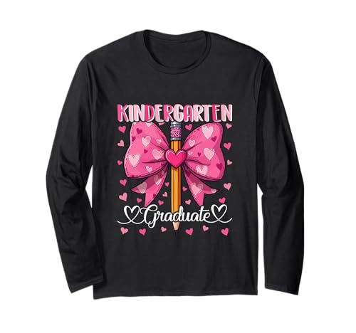 Kindergarten Graduate Rosa Schale und Bleistift Niedlich Mädchen Kinder Langarmshirt von Fashion Book