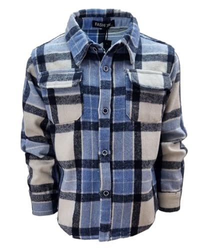 Fashion Boy Flanellhemd Kariertes Hemd Holzfällerhemd in Blau, Gr. 104, JS117.4 von Fashion Boy