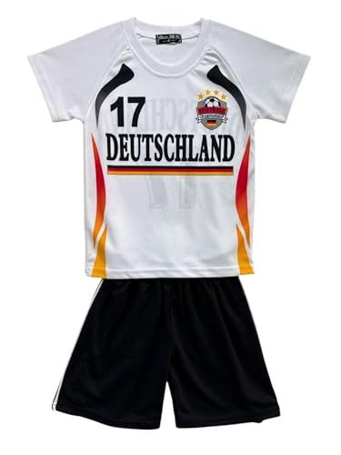 Fashion Boy Fussball Fan Set Deutschland Germany Trikot + Shorts, in Weiß, Gr. 104, JS227.4e von Fashion Boy