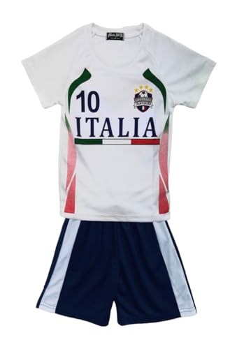 Fussball Fan Set Italia, Italien, Trikot + Shorts, in Weiß, Gr. 128-134, JS75.10 von Fashion Boy
