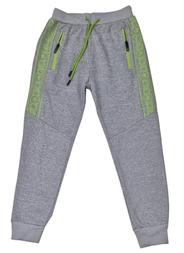 Fashion Boy Jogginghose Freizeithose warm gefüttert in Grau/Grün, Gr. 122/128, J285.8 von Fashion Boy