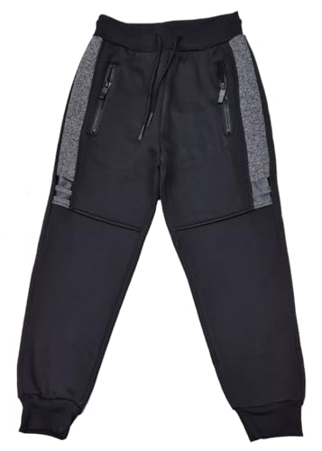 Fashion Boy Jogginghose Freizeithose warm gefüttert in Schwarz/Dunkelgrau, Gr. 98/104, J3618.3/4 von Fashion Boy