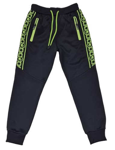 Fashion Boy Jogginghose Freizeithose warm gefüttert in Schwarz/Grün, Gr. 122/128, J285.8 von Fashion Boy