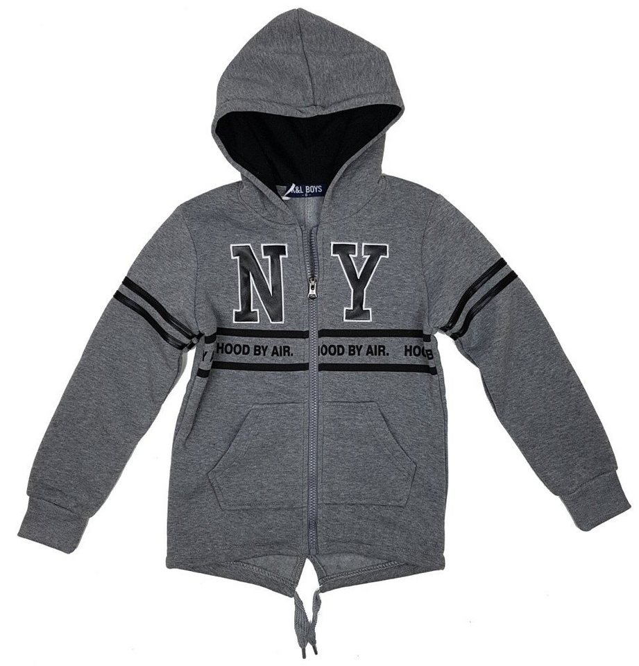 Fashion Boy Kapuzensweatjacke Jungen Sweatjacke mit Kapuze und Print in modisch Langer Form, JH285 von Fashion Boy