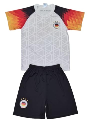 Fashion Boy Personalisiertes Fußball Fan Set Deutschland Germany Trikot + Shorts, in Weiß, Gr. 152, JS1.14 von Fashion Boy