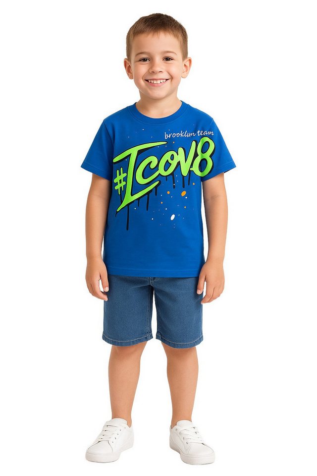 Fashion Boy T-Shirt & Bermudas T-Shirt + Shorts Sommerset Bermuda Jeansshorts Sommer JS7626e (Set, T-Shirt+Bermuda) von Fashion Boy