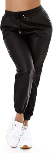 Fashion Design High Waist Lederlook Kunstleder Optik Thermo Hose Jogpants Joggers (S/M) von Fashion Design