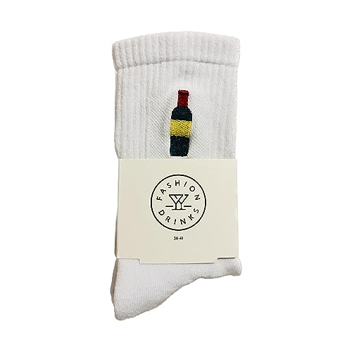 Fashion Drinks Crew Socks Damen & Herren aus Bio Baumwolle im Weinflaschen Design (42-46) von Fashion Drinks