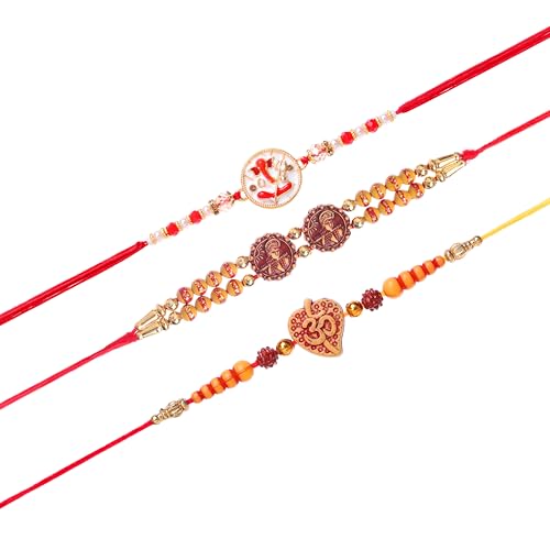 Fashion Frill Elegant Floral AD Multi Designs Rakhi für Bruder Männer Bhaiya Rakhis Combo Set von 3 Stück, Einheitsgröße, nicht wertvoll, kein Edelstein von Fashion Frill