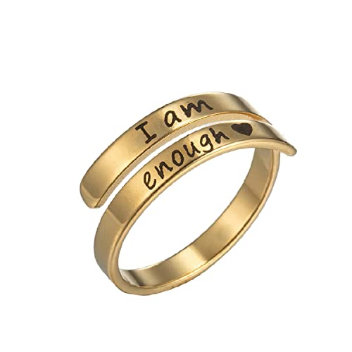Fashion Frill I AM Enough Love Goldener Fingerring für Frauen Mädchen - Stilvolles Geschenk für Schwester - Accessoires, Metall, Kein Edelstein von Fashion Frill