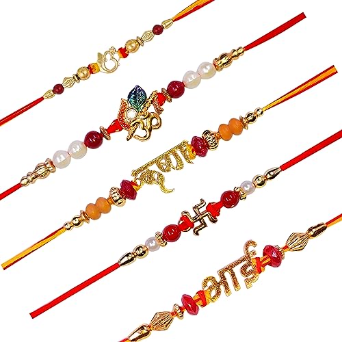 Fashion Frill Limited Edition Designs Lord Krishna Rakhi für Bruder Bhaiya Rakshabandhan, 5 Stück von Fashion Frill