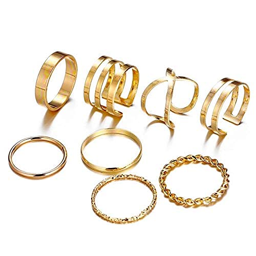 Fashion Frill Plüschige, stapelbare vergoldete Ringe mit mehreren Designs, verstellbare Ringe für Frauen und Mädchen von Fashion Frill