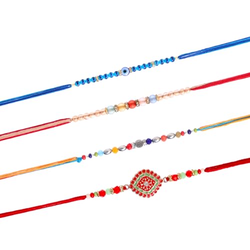 Fashion Frill Rakhi für Bhai Designer Rakhi Combo für Bhaiya Multi Design Rakhi für Bruder Rakshabandhan Special 4 Stück von Fashion Frill