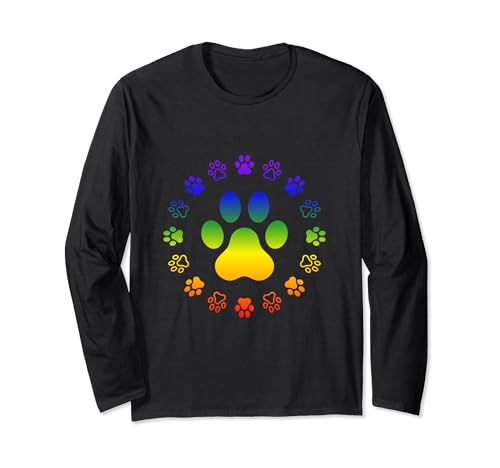 Niedliche Pfotenabdrücke Hunde Haustier Tiere buntes Design Herren Damen Langarmshirt Niedliche Pfotenabdrücke Hunde Haustier Tiere buntes Design Herren Damen Langarmshirt von Fashion Funny Dog Art Tee