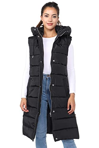 Fashion Knot Damen Weste mit Kapuze, wattiert, lange Jacke, gesteppt, Winterkleidung, lange Kapuze, seitlicher Schlitz, langer Körperwärmer, Mantel, Größe 36-46, Schwarz , 22-24 Fashion Knot Damen Weste mit Kapuze, wattiert, lange Jacke, gesteppt, Winterkleidung, lange Kapuze, seitlicher Schlitz, langer Körperwärmer, Mantel, Größe 36-46, Schwarz , 22-24 von Fashion Knot