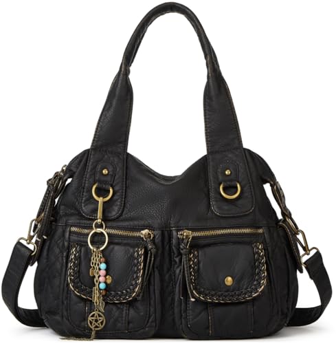 Worldlyda Damen-Hobo-Geldbörse aus Segeltuch, mehrere Taschen, Shopper Schultertasche, lässiger Tragegriff oben mit Stickerei, ethnisch, A9-kks4-tfl7, Large von Fashion Modern WORLDLYDA