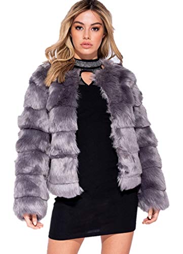 Fashion Neu Damen Kante an Kante Ohne Kragen Kunstpelz Jacke Mantel Größen 34-42 von Fashion Oasis