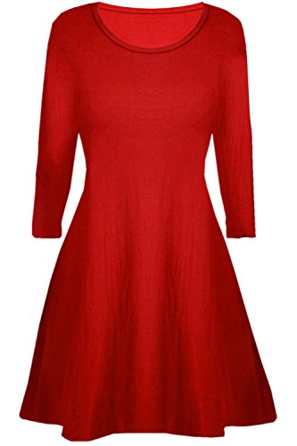 Mädchen Skater Plain Langarm Sommer Swing Kleid Alter 5-13 (13, Rot) von Fashion Oasis