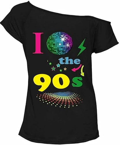 Fashion Sports Dude I Love 90s Kostüm-Top für Damen, Retro-Shirt für Pop-Stern-Partys, T-Shirt, 80er-Jahre-Party-Top, Globus, 90er Jahre, Schwarz, 42/44 DE Fashion Sports Dude I Love 90s Kostüm-Top für Damen, Retro-Shirt für Pop-Stern-Partys, T-Shirt, 80er-Jahre-Party-Top, Globus, 90er Jahre, Schwarz, 42/44 DE von Fashion Sports Dude
