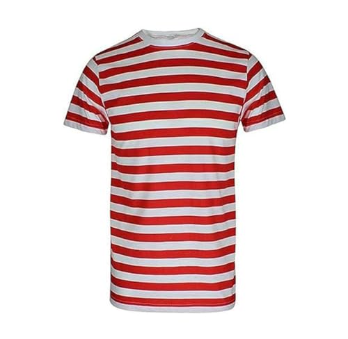 T-Shirt mit roten und weißen Streifen für Damen und Herren, gestreiftes T-Shirt für Damen, elegantes Kleid, Party-T-Shirt, Rot Weiß, Large T-Shirt mit roten und weißen Streifen für Damen und Herren, gestreiftes T-Shirt für Damen, elegantes Kleid, Party-T-Shirt, Rot Weiß, Large von Fashion Sports Dude