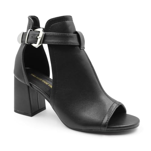 Fashion Thirsty Damen Peeptoe-Sandalen im Stiefeletten-Stil - mittelhoher Blockabsatz - Schwarz Kunstleder/elegant - EUR 38 Fashion Thirsty Damen Peeptoe-Sandalen im Stiefeletten-Stil - mittelhoher Blockabsatz - Schwarz Kunstleder/elegant - EUR 38 von Fashion Thirsty