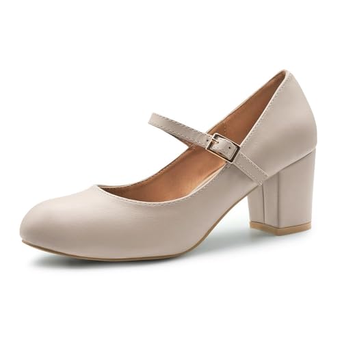 Fashion Thirty Heelberry - Damen Schuhe im Mary-Jane-Stil - mittelhoher Blockabsatz - Nude Kunstleder - EUR 39 Fashion Thirty Heelberry - Damen Schuhe im Mary-Jane-Stil - mittelhoher Blockabsatz - Nude Kunstleder - EUR 39 von Fashion Thirsty