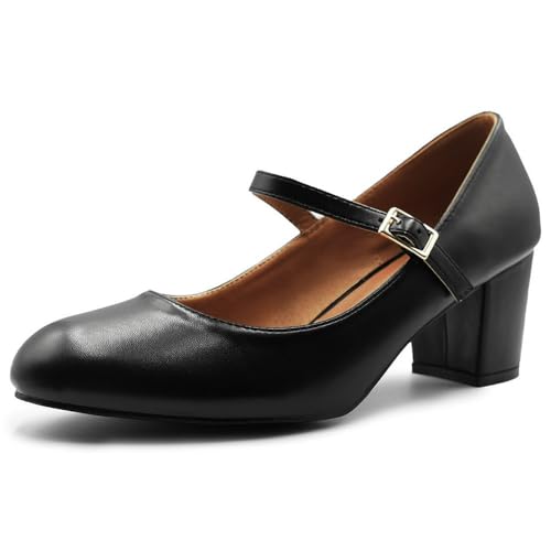 Fashion Thirty Heelberry - Damen Schuhe im Mary-Jane-Stil - mittelhoher Blockabsatz - Schwarzes Kunstleder - EUR 38 von Fashion Thirsty