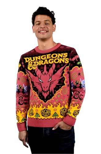 Dungeons and Dragons Weihnachtspullover, Rot/Ausflug, einfarbig (Getaway Solids), XX-Large von Fashion UK