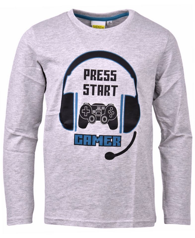 Fashion UK Langarmshirt Press Start Gamer Jerseyshirt Gr.116-152 cm Fashion UK Langarmshirt Press Start Gamer Jerseyshirt Gr.116-152 cm von Fashion UK