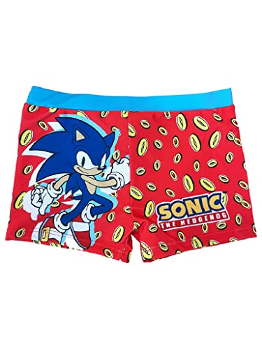 Fashion Uk Sonic The Hedgehog Badehose Badeboxer (DE/NL/SE/PL, Alter, 5 Jahre, 6 Jahre, Regular, rot) von Fashion Uk