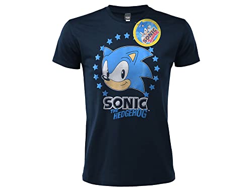 Fashion UK Offizielles Sonic T-Shirt Modell The Edgehog Baumwolle Kurzarm Marineblau Unisex-Größen für Kinder (12-13 Jahre) von Fashion UK