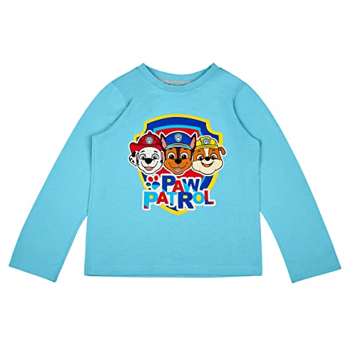 Fashion UK PAW Patrol Jungen Langarmshirt Pullover | Chase Rubble Marshall | Sweatshirt Oberteil Langarm (DE/NL/SE/PL, Numerisch, 98, Regular, Hellblau) von Fashion UK