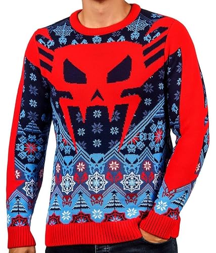 Fashion UK Spider Man Weihnachtspullover, Blau / Rot, M von Fashion UK