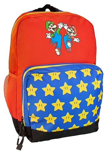 Fashion UK Super Mario und Luigi Rucksack, Schulrucksack für Kinder, kleine Größe und einfach zu tragen. 28 cm. Polyester. Mit Reißverschluss., mehrfarbig von Fashion UK