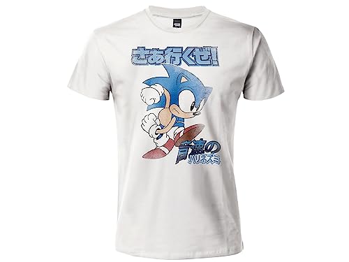 Fashion UK T-Shirt Sonic, 100% Baumwolle mit kurzen Ärmeln, offizielles Produkt, Weiß, Weiß, 3-4 Jahre von Fashion UK