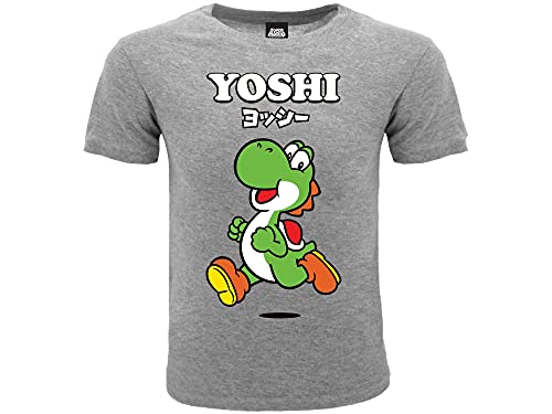 Fashion UK Yoshi-T-Shirt, offizielles T-Shirt, 100 % Baumwolle, Grau, Lizenzprodukt. Kindergrößen., Grau 14 Jahre von Fashion UK