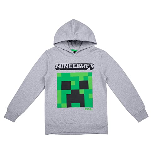 Minecraft Jungen Hoodie Kapazenpullover Creeper Hoody mit Kapuze Sweatshirt (DE/NL/SE/PL, Numerisch, 152, Regular, Hellgrau) von Fashion UK