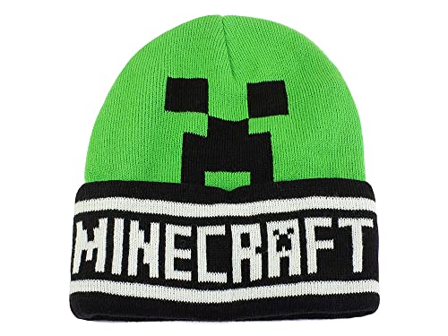 Offizielle Minecraft Creeper Mütze. Kappe grünes Logo und Schriftzug, Acryl, Einheitsgröße für Erwachsene und Jugendliche. von Fashion UK