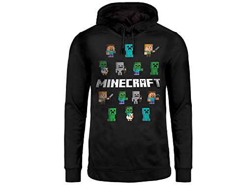 Original-Sweatshirt für Erwachsene und Jungen, Alex Steve Zombie Creeper mit Kapuze und Taschen, Schwarz, Schwarz L von Fashion UK