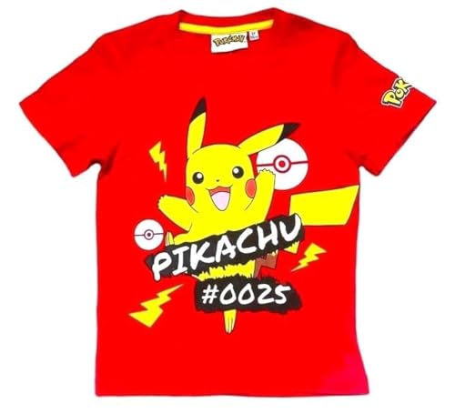 Pokeball Pokemon Pikachu T-Shirt – Mega Pokémon – Kinder T Shirt – Jungen Tshirt – Teenager Kleidung – Pokemon Gadgets (DE/NL/SE/PL, Alter, 10 Jahre, Regular, Rot) von Fashion UK