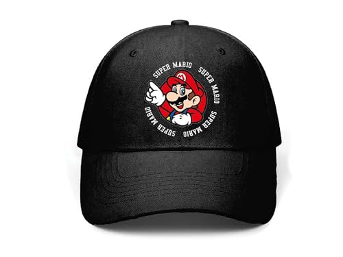 Fashion UK Super Mario Basecap Cap Baseballkappe Kappe (DE/NL/SE/PL, Numerisch, 54, schwarz) von Fashion UK