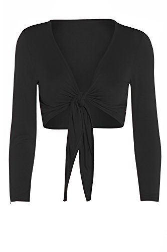 Damen-Strickjacke mit Knoten, kurzgeschnitten, Bolero-Top, für Damen mit übergrößen Gr. M/L 38-40, schwarz von ZEE FASHION