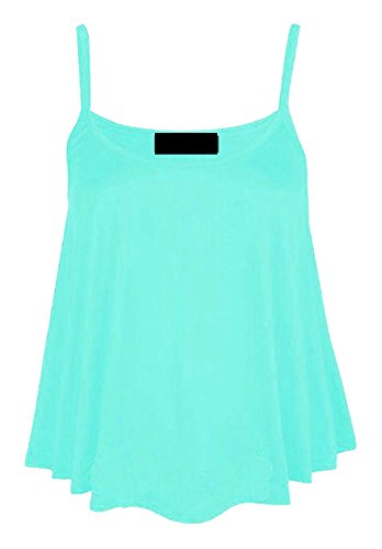 Damen Uni Ausgestellte Swing Weste Ärmelloses Top Strappy Cami Damen Plus Größe 8–22 Gr. Large/X-Large, Mint von Fashion Valley