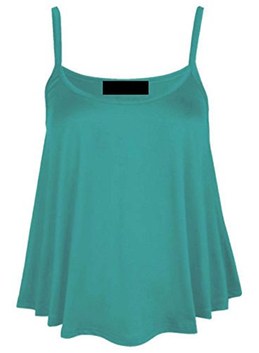 Damen Uni Ausgestellte Swing Weste Ärmelloses Top Strappy Cami Damen Plus Größe 8–22 Gr. Large/X-Large, jadegrün von Fashion Valley