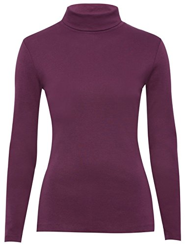 Fashion Valley Damen Shirt langarm Rollkragen Rolli Top für Damen, Gr. 36-54, Violett, UK XL/XXL 20-22 von Fashion Valley