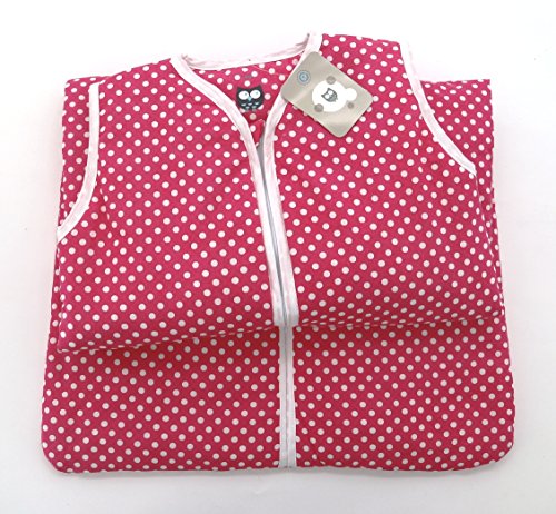 Fashion&Joy Baby Schlafsack aus 100% Baumwolle Punkte in pink 90 cm Babyschlafsack Mädchen leicht gefüttert atmungsaktiv Ganzjahres-Schlafsack Kleinkind rosa Dots Typ373 von Fashion&Joy