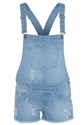 Fashion Oasis Damen Sommer Stretch Denim Latzhose Shorts Overall Größen 36, 38, 40, 42 & 44, Leichte Waschung, 40 von Fashion Oasis