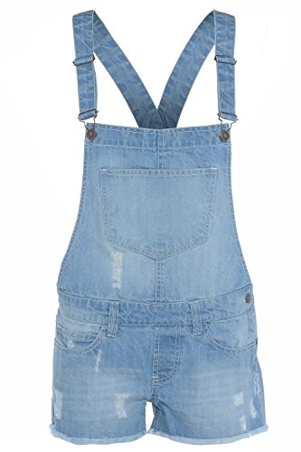 Fashion Damen Frau Sommer Stretch Denim Latzhose Kurze Hose Overall Größen 36, 38, 40, 42 & 44 (Größe 46, Leichte Wäsche) von Fashion