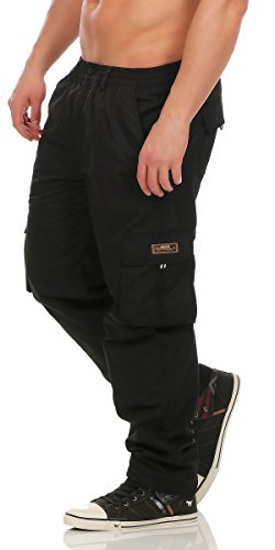 Fashion Herren Cargo Hose mit Dehnbund warm gefütterte Thermohose - mehrere Farben ID529, Größe:XXL;Farbe:Schwarz von Fashion