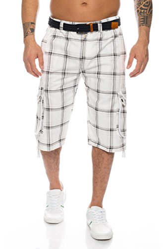 Fashion Herren Shorts Dehnbund Bermuda Kurze Hose Stretch ID230 (6XL, Weiß) von Fashion
